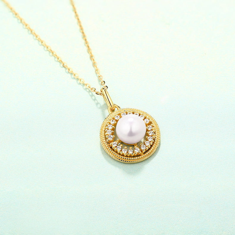 Colgante de la Diosa de la Radiancia con Perla de Agua Dulce Natural Genuina