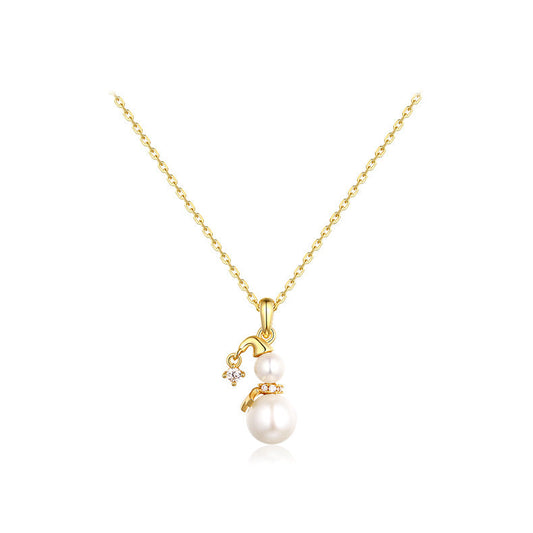 Pendentif bonhomme de neige en véritable perle d'eau douce naturelle