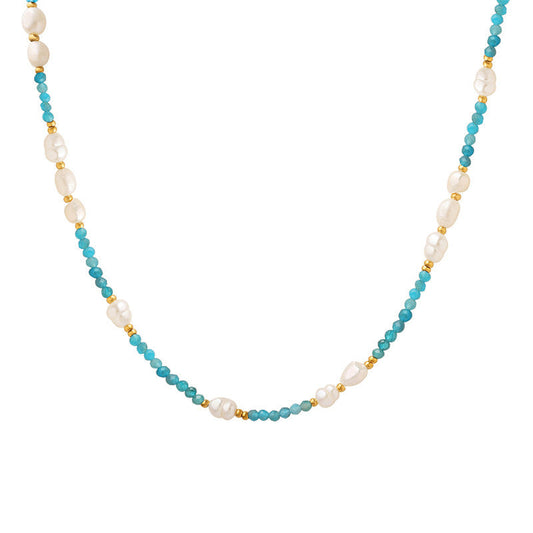 Genuine Freshwater Pearl Titanium Steel Blue Jellyfish Necklace