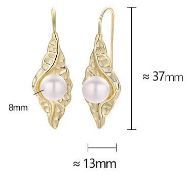 Pendientes de pupa de plata maciza S925 con auténtica perla barroca