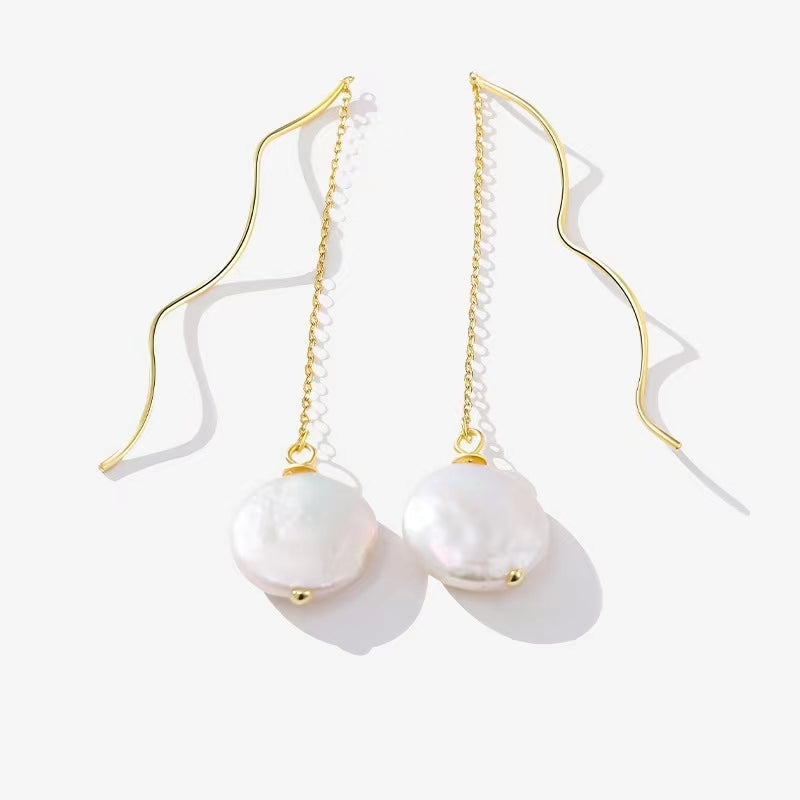 Boucles d'oreilles en argent massif S925 avec perles baroques authentiques et orgue grec