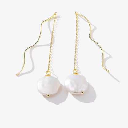 Genuine Baroque Pearl S925 Silver Greek Organ Earrings