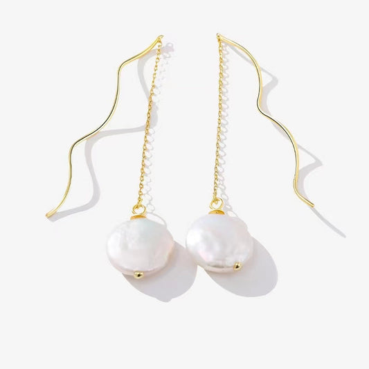 Boucles d'oreilles en argent massif S925 avec perles baroques authentiques et orgue grec