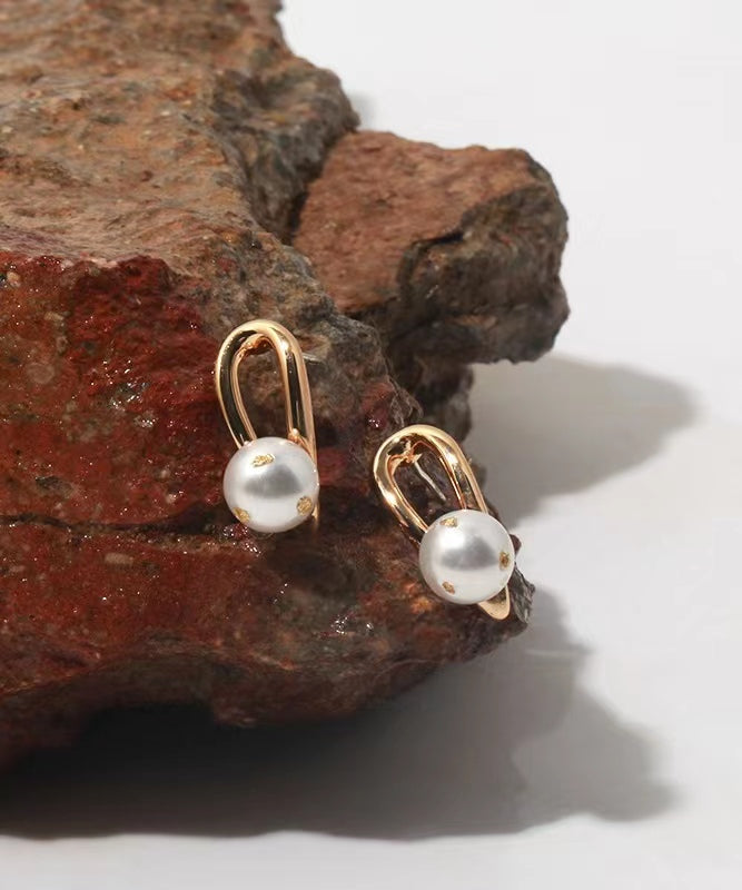 Boucles d'oreilles style fer à cheval en perles baroques d'eau douce véritables