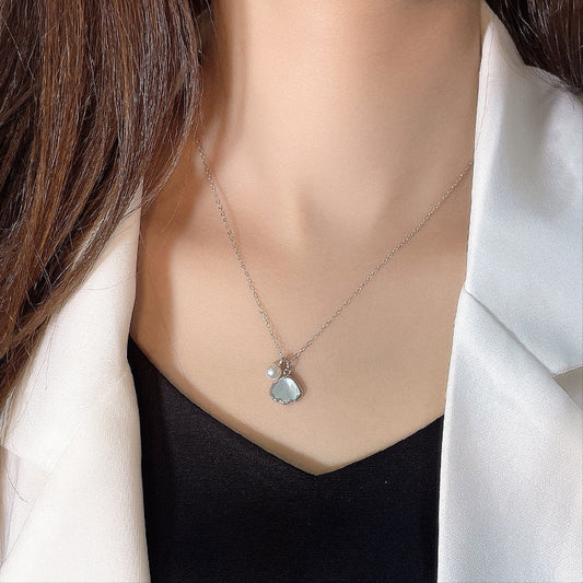 Genuine Baroque Pearl Solid S925 Silver Shell's Love Necklace