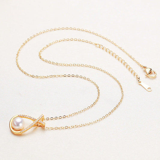 Brass Plated with 18K Gold Genuine Freshwater Pearl Dream Bow Set
