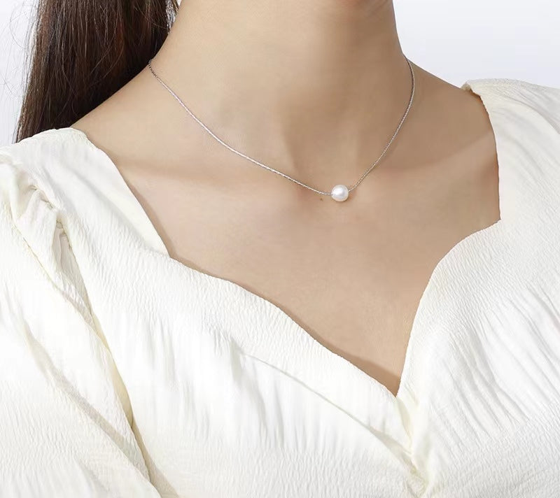 Collar Planet de plata maciza S925 con auténtica perla de agua dulce