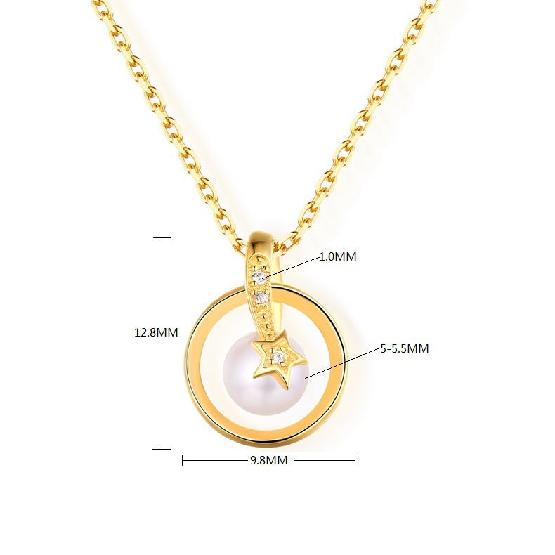 S925 Sliver Genuine Natural Freshwater Pearl Mini Planet Pendant