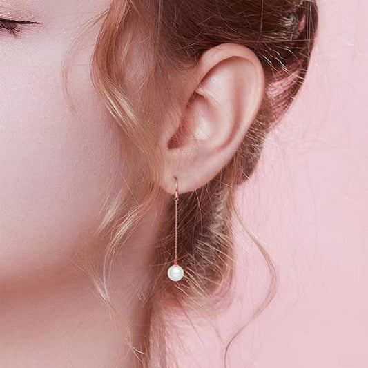 Solid 18K Gold Genuine Freshwater Pearl Classic Earrings