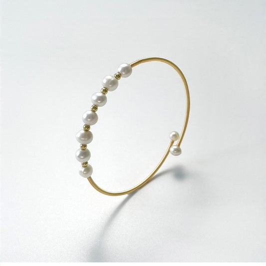 Genuine Freshwater Pearls Adjustable Open Bangle