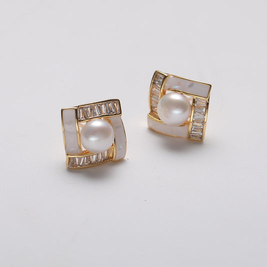 Genuine Freshwater Pearl Solid 925 Silver Allure Earrings
