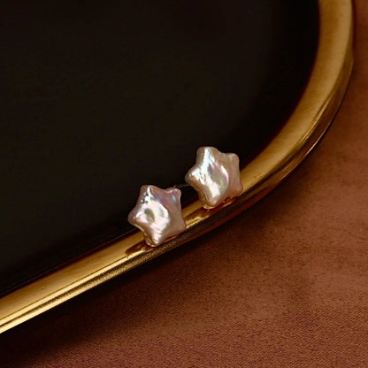 Pendientes de estrella con perlas barrocas de agua dulce auténticas