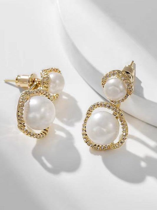 Genuine Freshwater Pearls Happy Duo Earrings