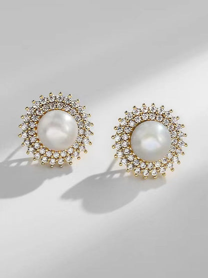 Genuine Freshwater Pearls Sunflower Earrings