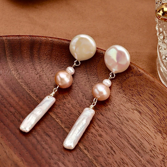 Genuine Freshwater Baroque Pearl Wind Chime Earrings