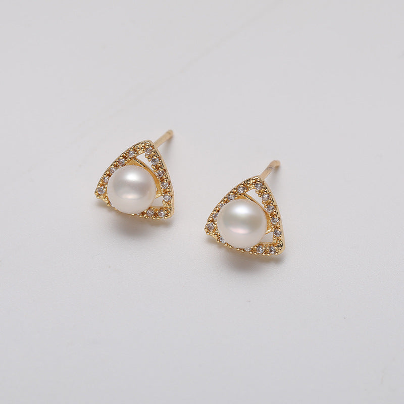 Genuine Freshwater Pearl Solid 925 Silver Trié Earrings