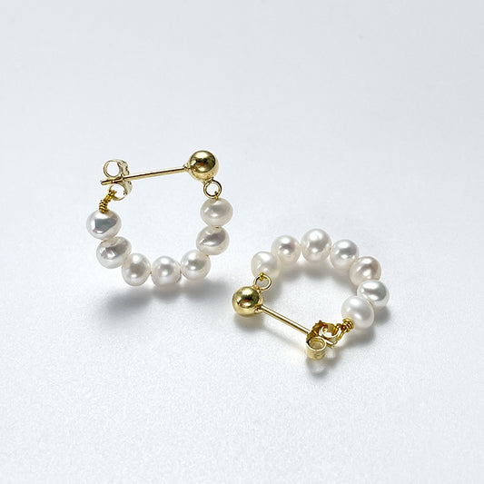 Genuine Freshwater Pearl Solid 925 Silver Délune Earrings