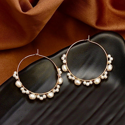 Boucles d'oreilles halo en perles baroques d'eau douce véritables