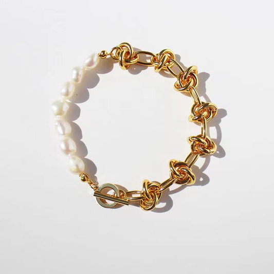 Bracelet nœud en véritable perle d'eau douce