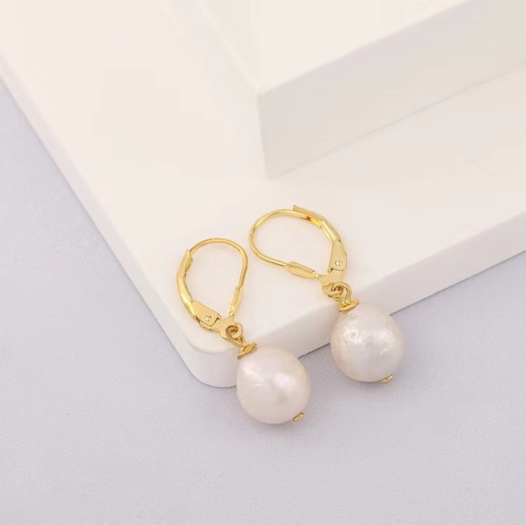 Pendientes de linterna de plata maciza S925 con auténtica perla barroca