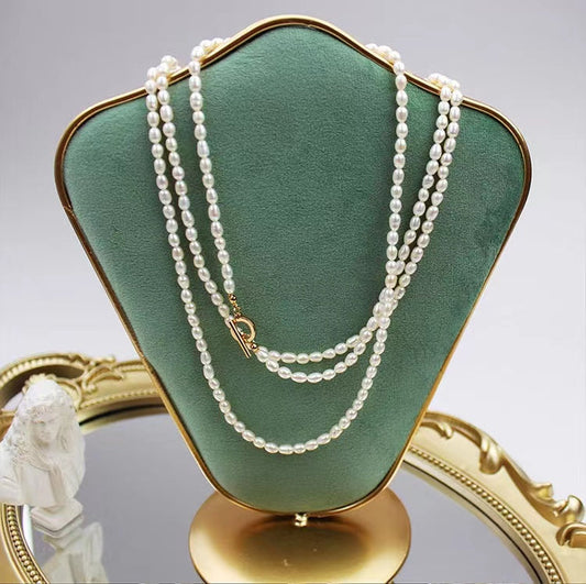 Collar de otoño con perlas de agua dulce auténticas