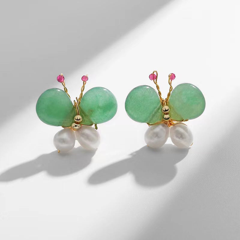 Genuine Freshwater Pearl Butterfly Earrings