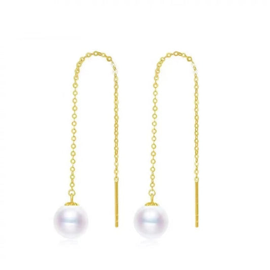 Solid 18K Gold Genuine Freshwater Pearl Minnie Earrings