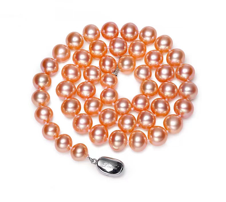 Collier en perles d'eau douce véritables gingko - Perles d'eau douce de 8 à 9 mm