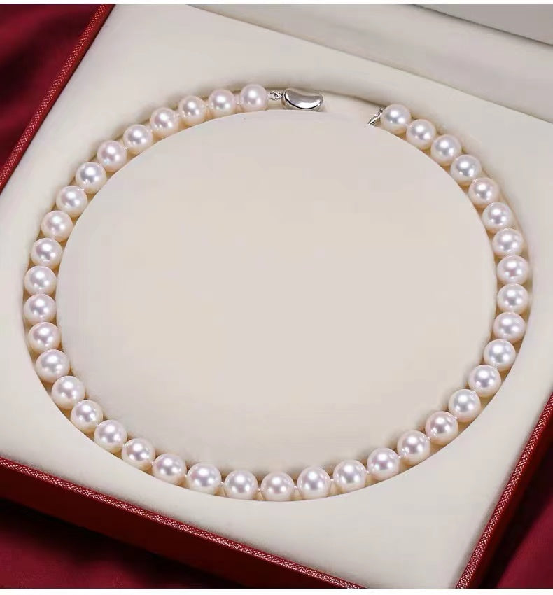 Collier en perles d'eau douce véritables gingko - Perles d'eau douce de 8 à 9 mm