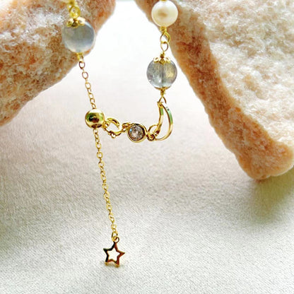 Bracelet Nuit étoilée en pierre de lune et perles d'eau douce
