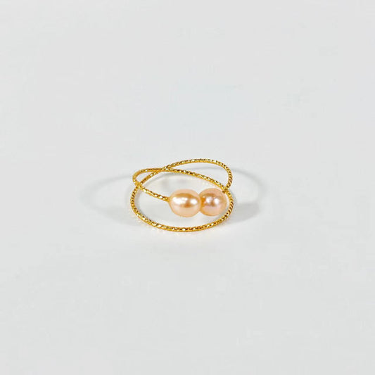 Genuine Freshwater Pearl 18K Gold Filled Surrounding Stars Ring