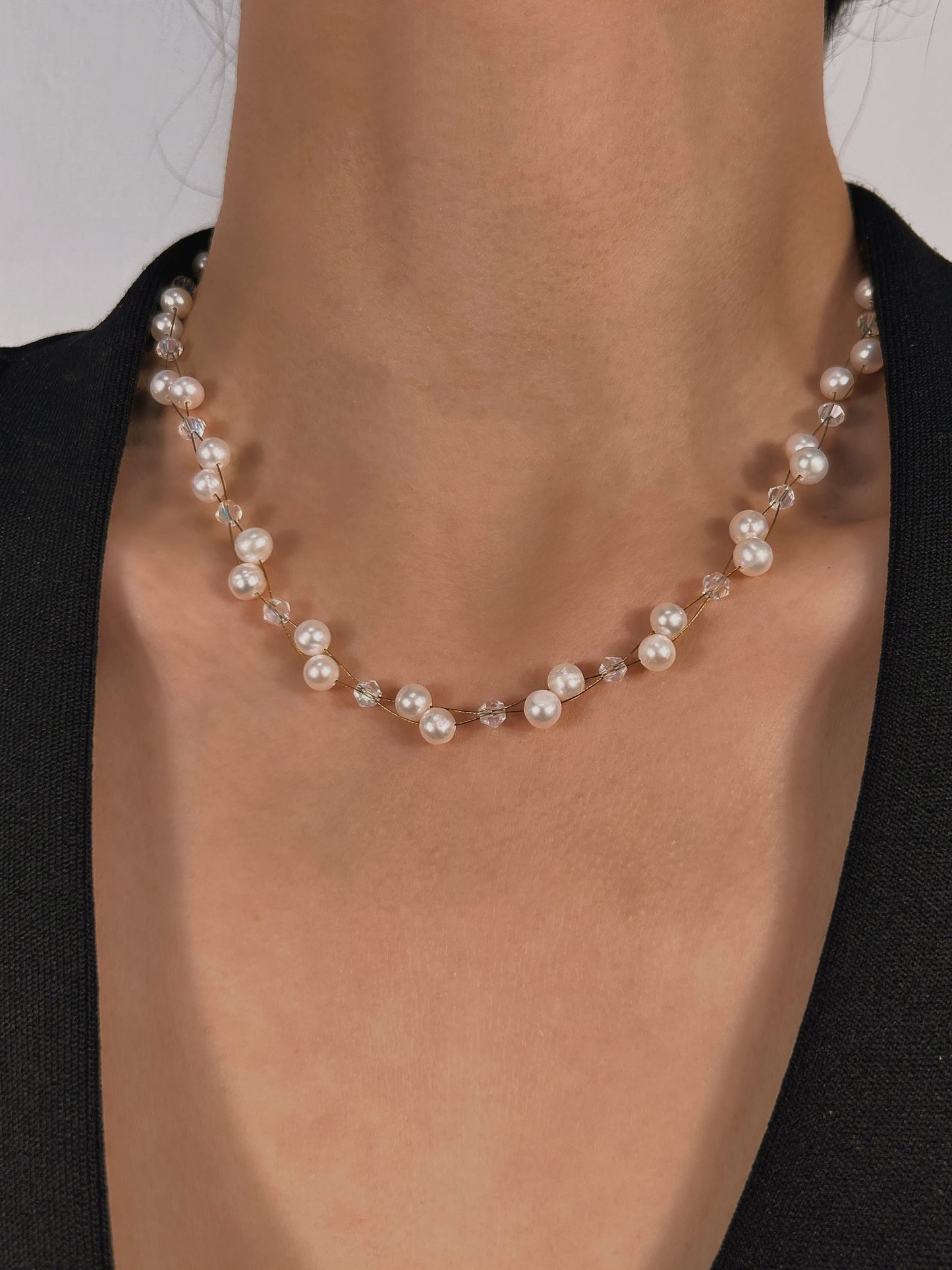 Collar de perlas de agua dulce genuinas de Marlais