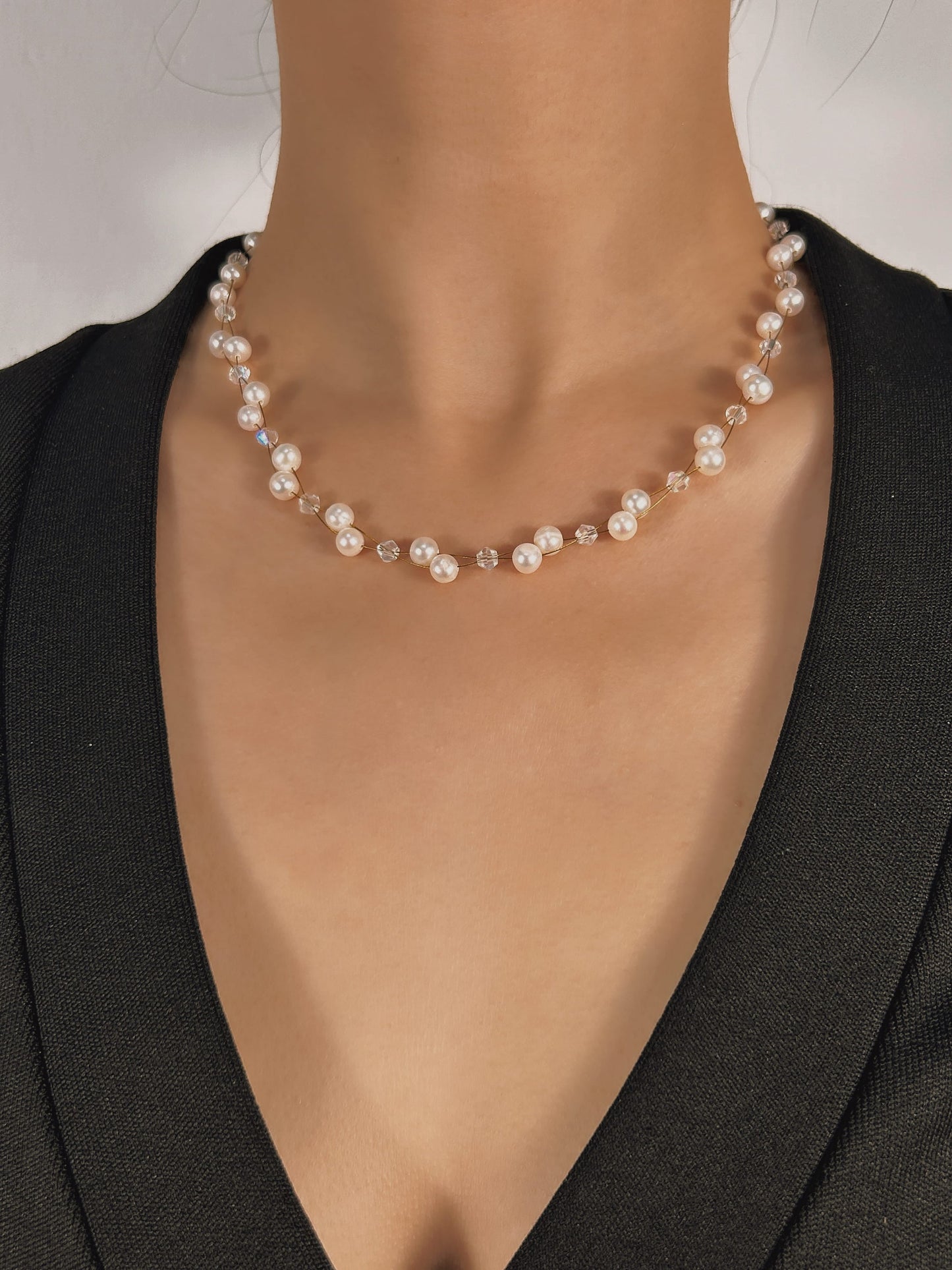 Collar de perlas de agua dulce genuinas de Marlais