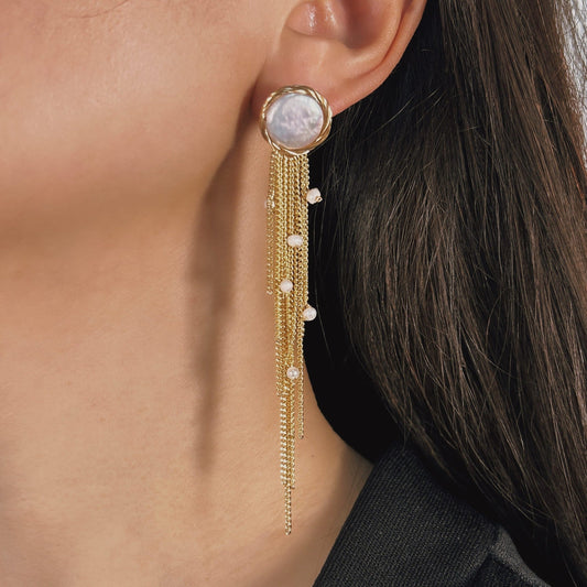 Boucles d'oreilles de fête dansantes en perles baroques d'eau douce véritables (édition limitée)