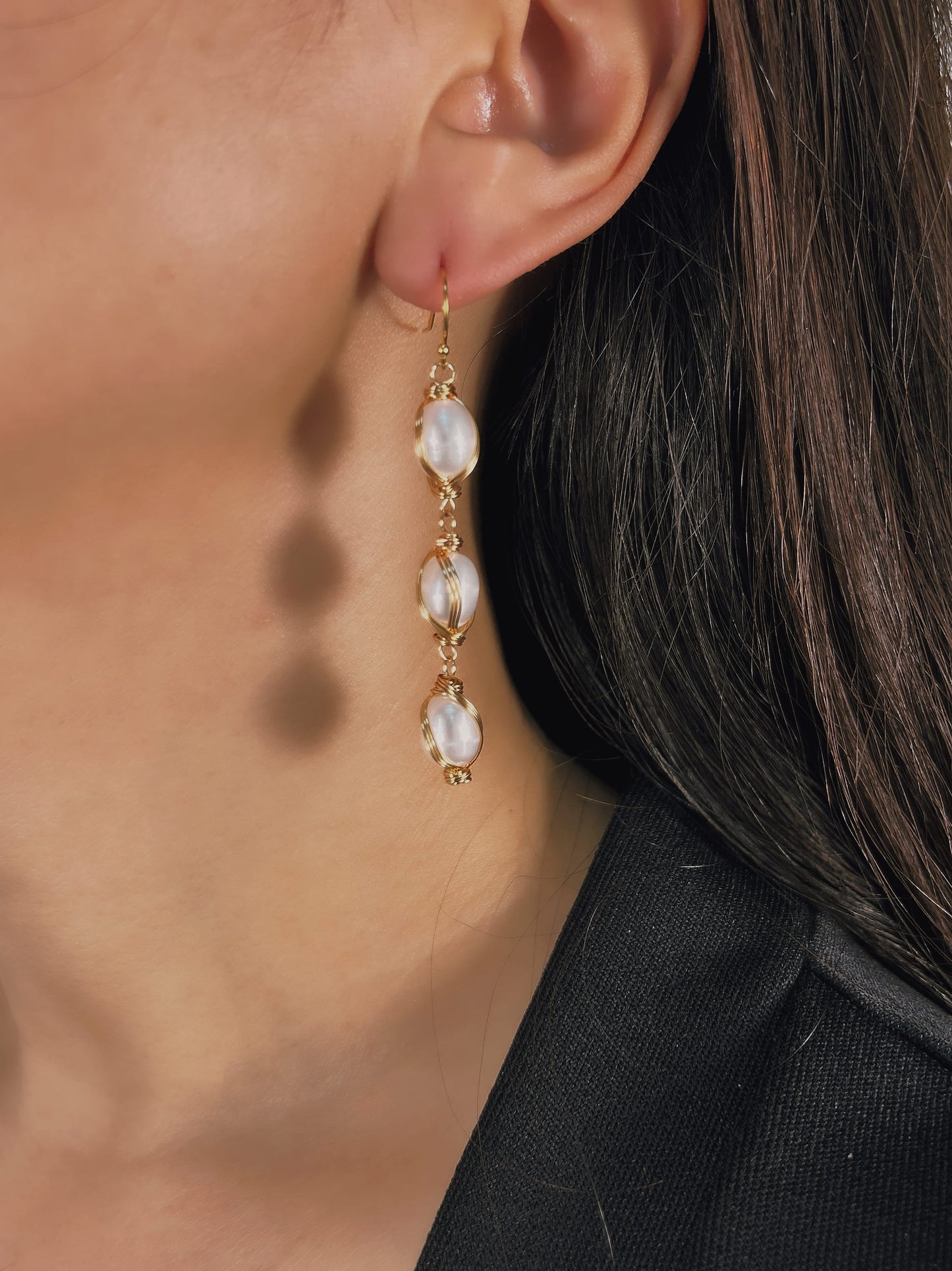 Boucles d'oreilles en perles baroques d'eau douce véritables du marché nocturne (édition limitée)