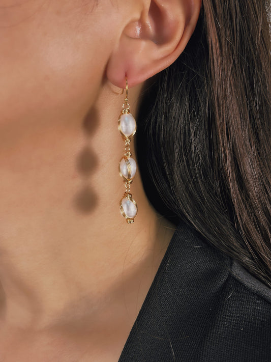 Boucles d'oreilles en perles baroques d'eau douce véritables du marché nocturne (édition limitée)