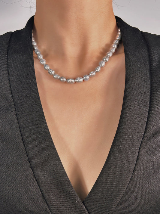 Collar de plata con auténtica perla barroca de agua dulce