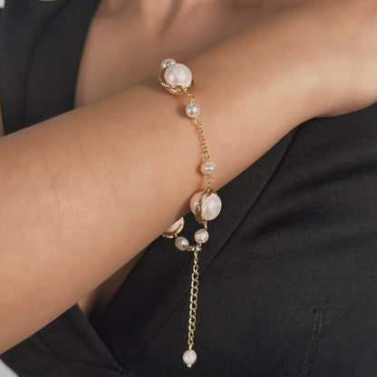 Bracelet Diana en véritables perles d'eau douce baroques