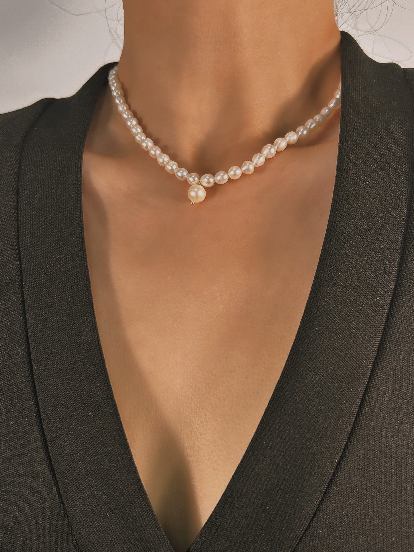 Collar de corazón puro con perlas de agua dulce genuinas