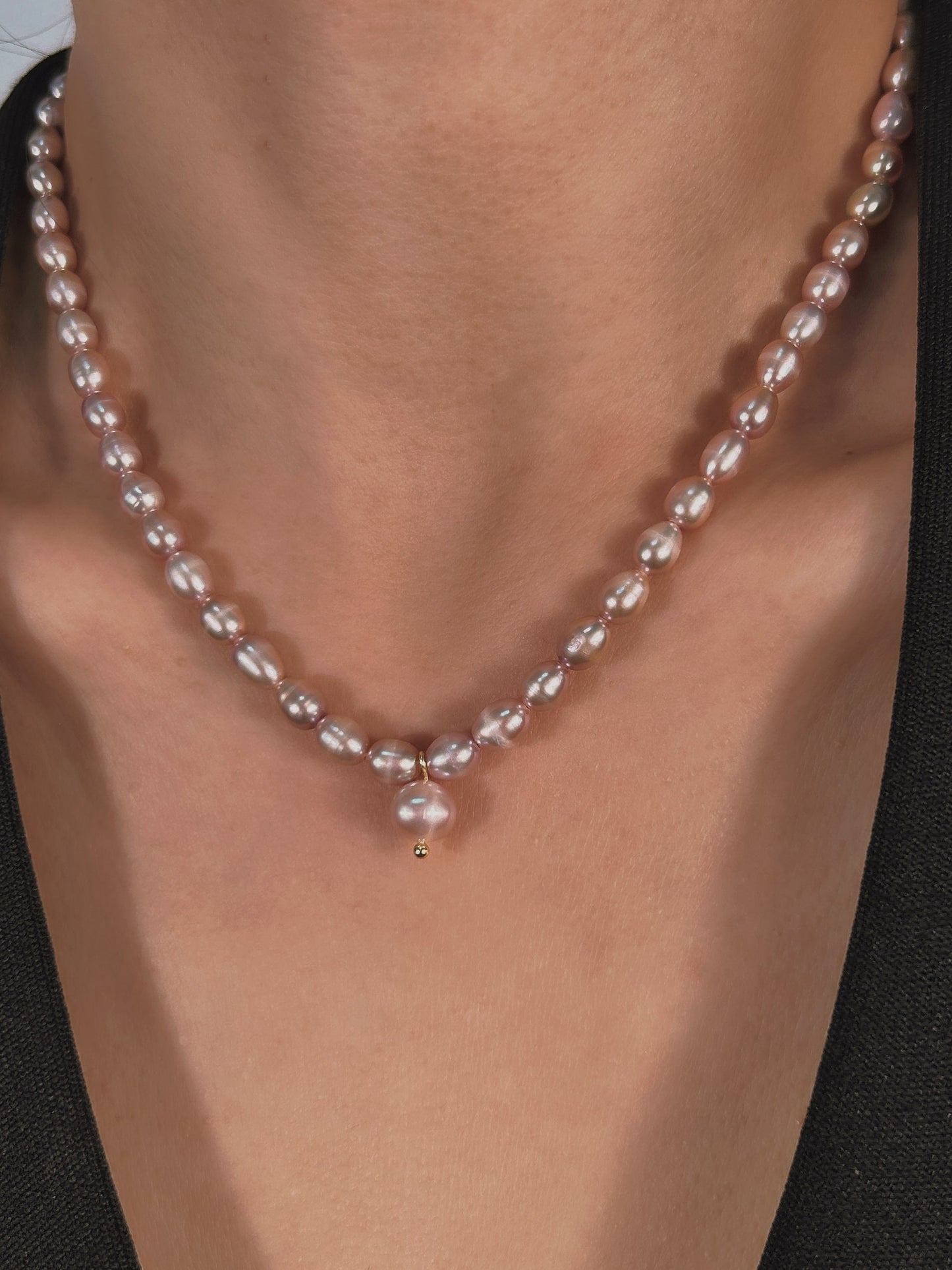 Collar de corazón puro con perlas de agua dulce genuinas