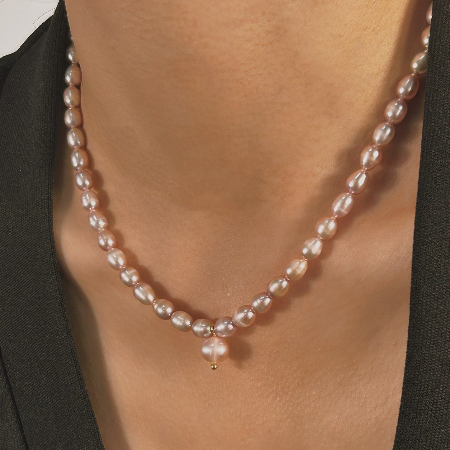 Collar de corazón puro con perlas de agua dulce genuinas