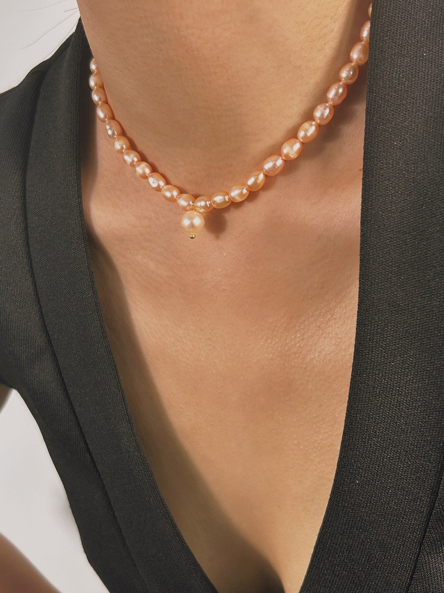 Collar de corazón puro con perlas de agua dulce genuinas