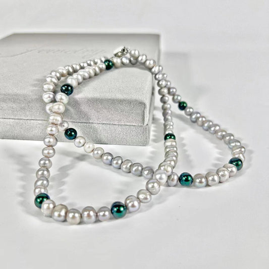 Collar de perlas de agua dulce auténticas en forma de lágrima de Tahití