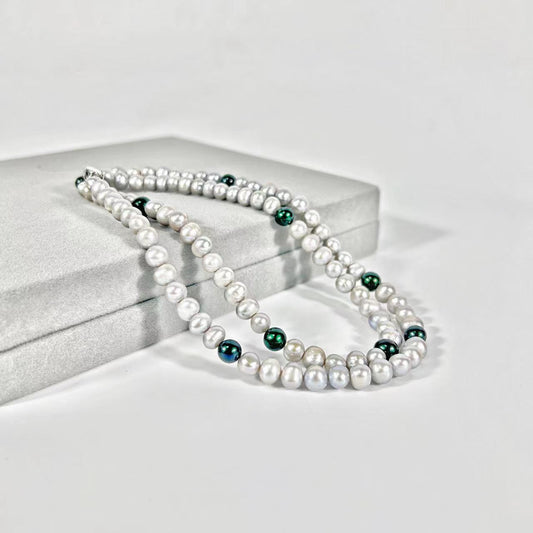 Collar de perlas de agua dulce auténticas en forma de lágrima de Tahití
