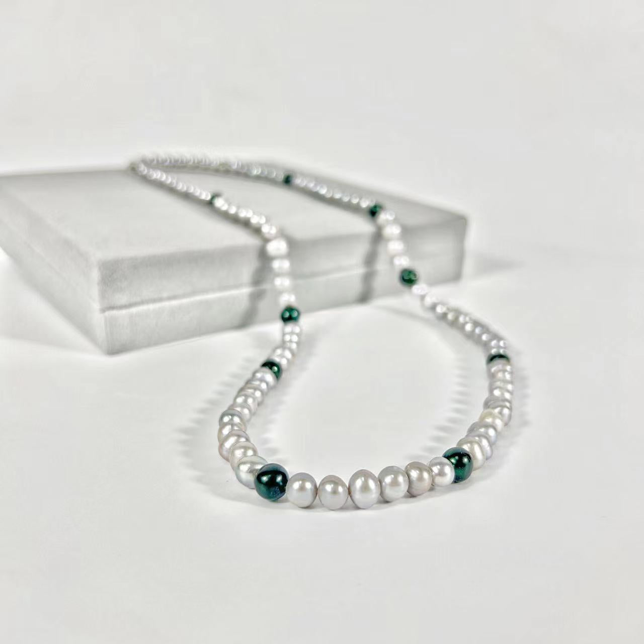 Collar de perlas de agua dulce auténticas en forma de lágrima de Tahití