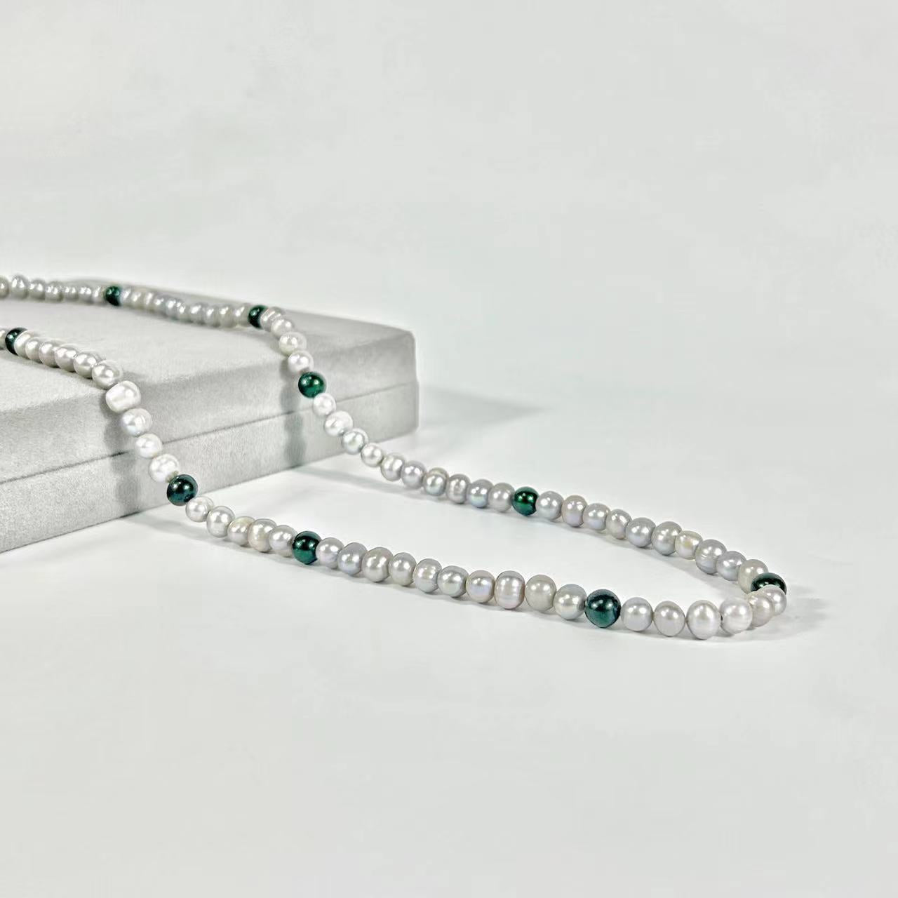 Collar de perlas de agua dulce auténticas en forma de lágrima de Tahití