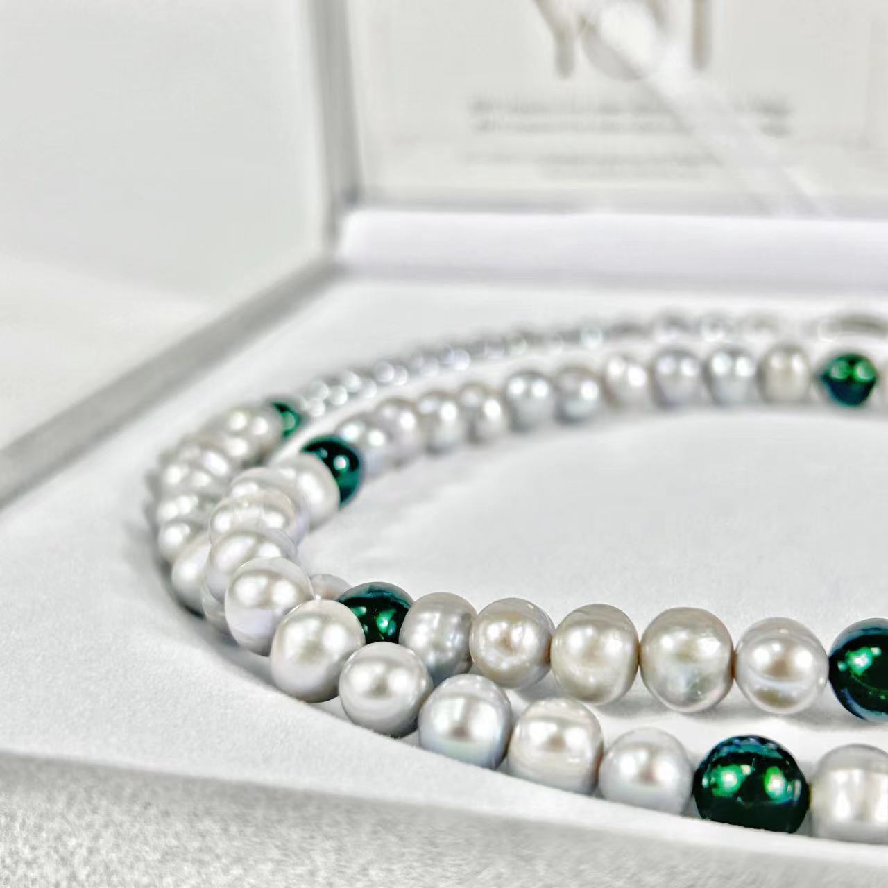 Collar de perlas de agua dulce auténticas en forma de lágrima de Tahití