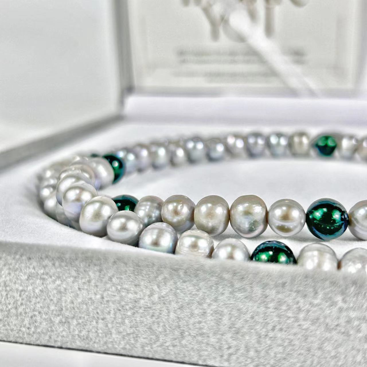 Collar de perlas de agua dulce auténticas en forma de lágrima de Tahití