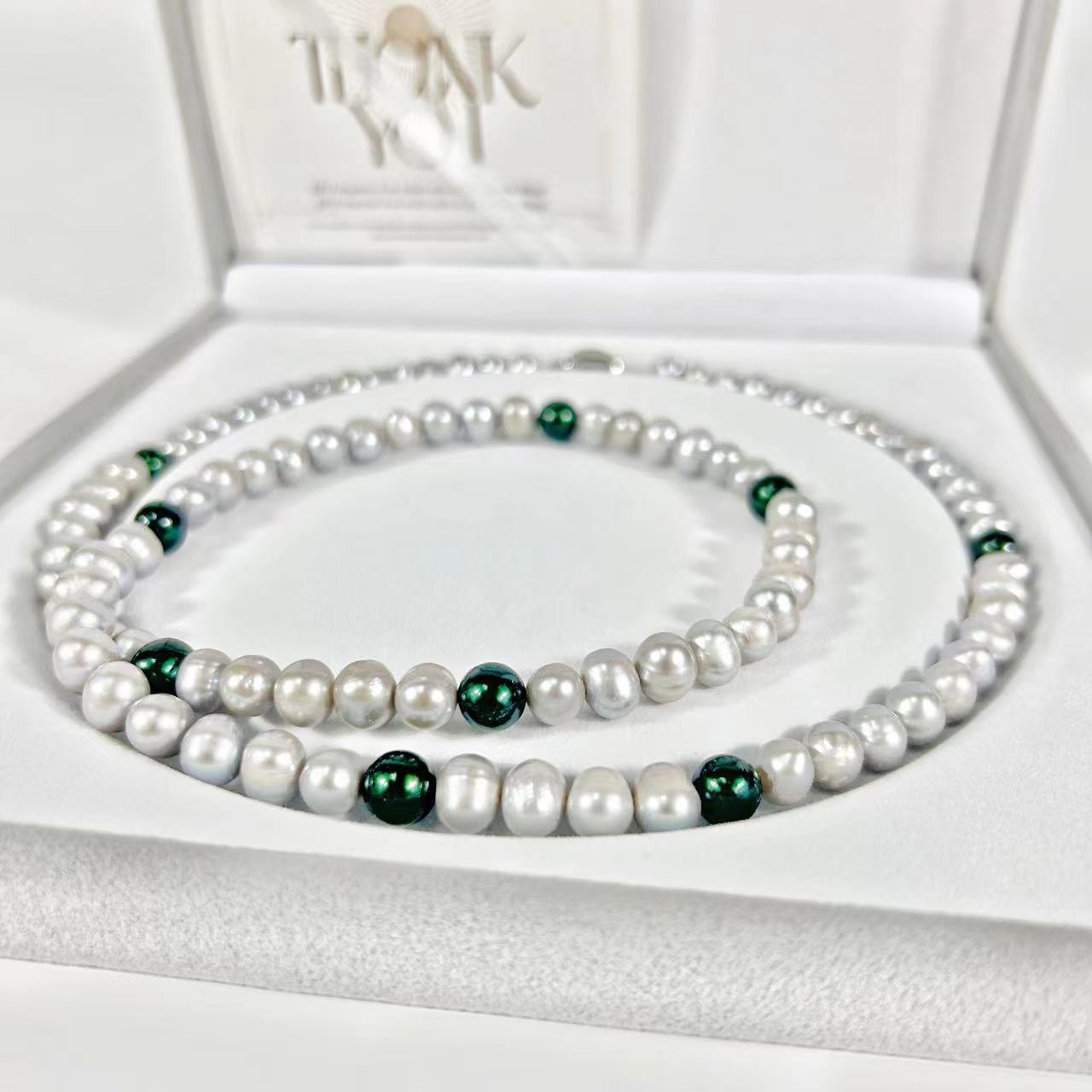 Collar de perlas de agua dulce auténticas en forma de lágrima de Tahití