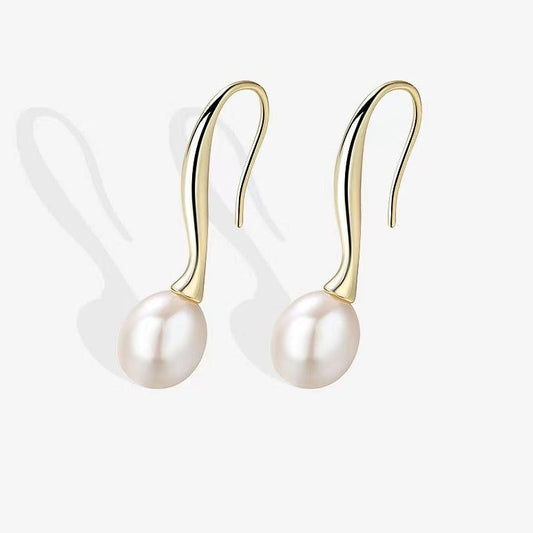 Boucles d'oreilles œil de mer en argent massif S925 avec véritable perle d'eau douce